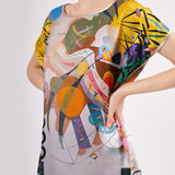 Short Mulberry Silk Dress Free Flow - Dominant Curve Kandinsky