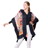 Poncho Mulberry Silk & Merino Handmade Felt -  Black | Maria Munk Klimt