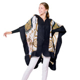 Poncho Mulberry Silk & Merino Handmade Felt -  Black | Klimt Expectation