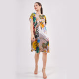 Short Mulberry Silk Dress Free Flow - Dominant Curve Kandinsky