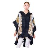 Poncho Mulberry Silk & Merino Handmade Felt -  Black | Klimt Expectation