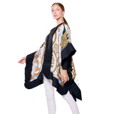 Poncho Mulberry Silk & Merino Handmade Felt -  Black | Klimt Expectation